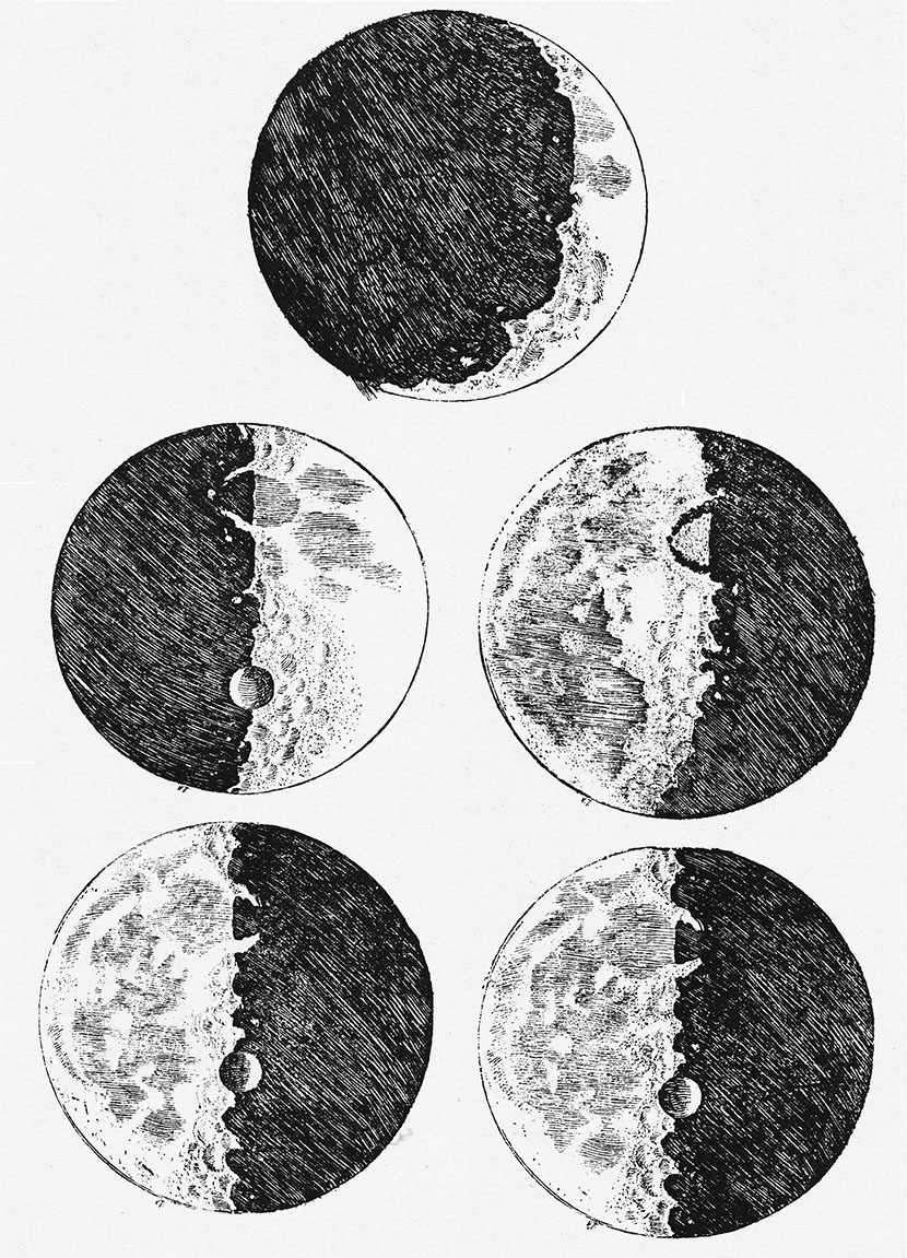 Galileo Galilei’s drawings of the moon