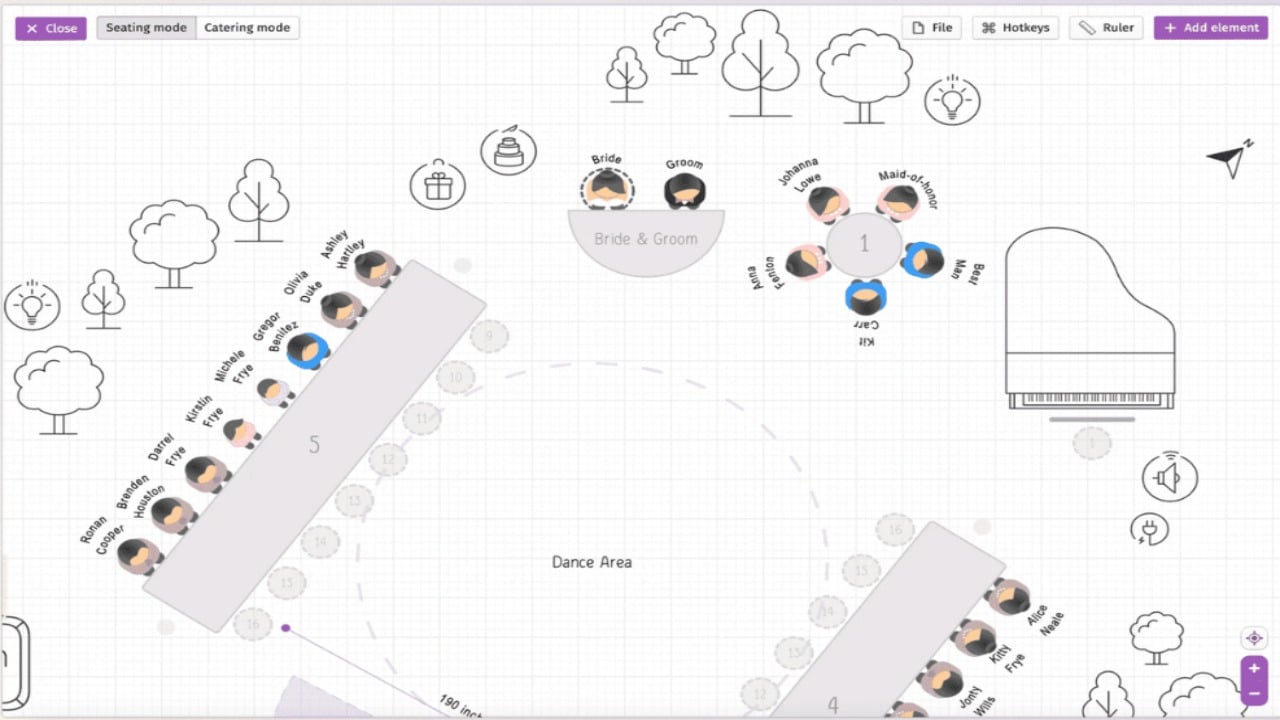 Seating chart for wedding reception